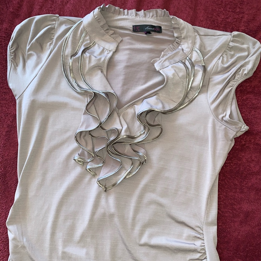 Heart &Soul gold blouse with ruffles